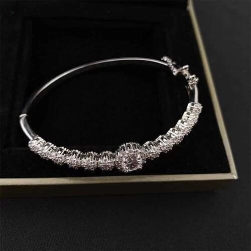 Inlay Zircon Diamond Bangle Adjustable Size Elegant And Attractive Bracelet For Women Jewelry Korean Fashion Accessory
