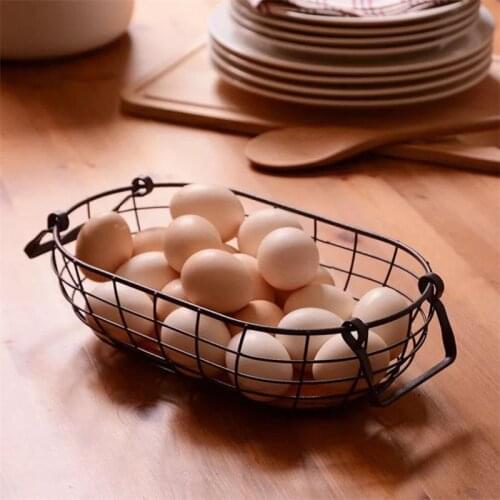 Creative Vintage Fruit Egg Storage Basket Kitchen Multifunctional Iron Pastoral Retro Food Basket Home Decor Desktop Organizer