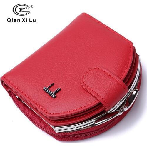 Mini lady semicircle Purse Leather lady zipper buckle cowhide purse multi-card ladys change purse