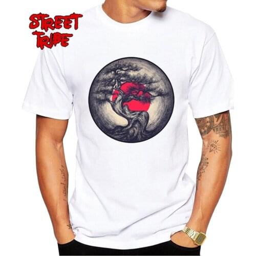 New 100% Cotton Life Recording Men T-Shirt Vintage Tree Sunset Printed Men Tee Shirts Crew Neck Geek Tops