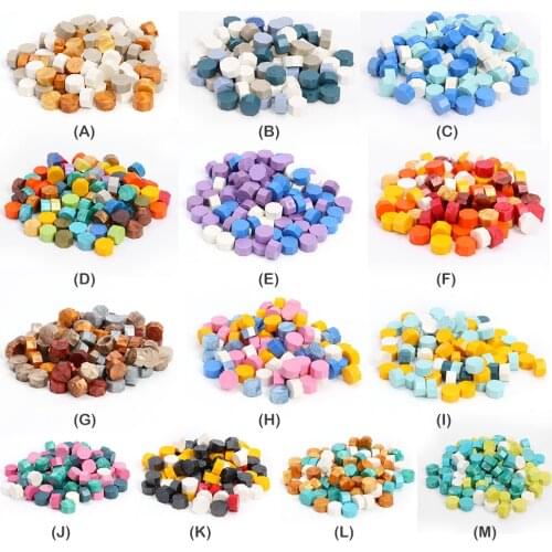 100pcs Octagon Sealing Wax Seal Beads Set Brass Stamp Beaded Waxes for Wedding Post Vintage Craft Decor Card Making Tools