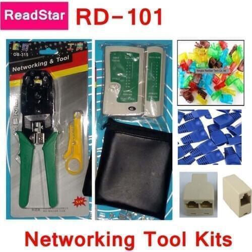 ReadStar Networking tool kit include multi-function cable crimper+Knife+Cable tester+20pcs colored RJ45 plug +coupler splitter
