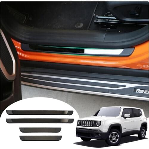 LFOTPP Car Stainless Steel Door Sill Cover For Renegade 2015 2016 2018 2019 2020 Door Sill Trim Strip Auto Accessories 4 Pcs