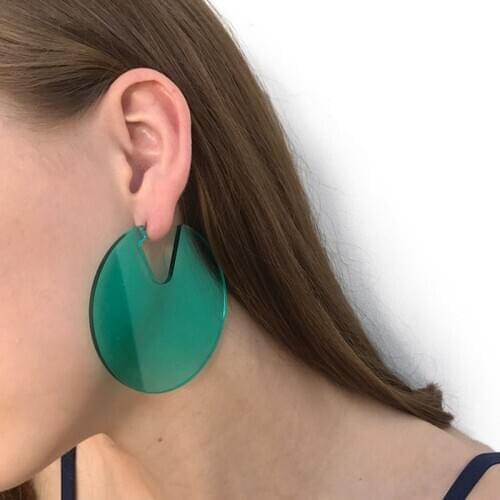 New Fashion 8 Colors Cute Open Disc Hoop Earrings For Girl High Quality lucency Round Acrylic Earrings For women Party E18101