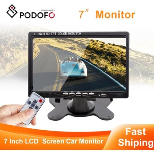 Podofo 7" LCD Car Rear View Monitor Split Screen Computer/TV 2-Channel HDMI/VGA Rearview Display For Bus Truck Backup Camera