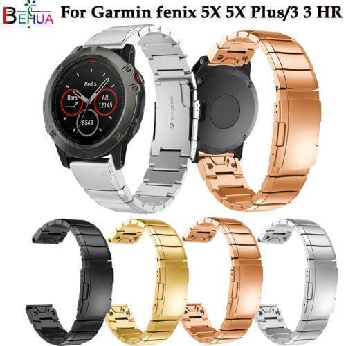 For Garmin Fenix 5X 5Xplus GPS Sport Stainless Steel Bracelet Quick release watch band strap Replacement For Garmin Fenix 3 3HR