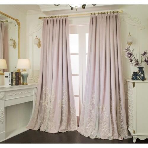 Luxury Pink Velvet Blackout Curtains for Bedroom Living Room With Embroidered Tulle Sheer Window Curtains Girl Romantic Drape