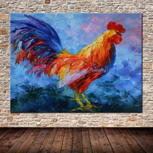 Hand Painted Big Cock Oil Paintings Hand Made Animal Oil Painting On Canvas Home Decor For Living Room Unframed Picture Big Size