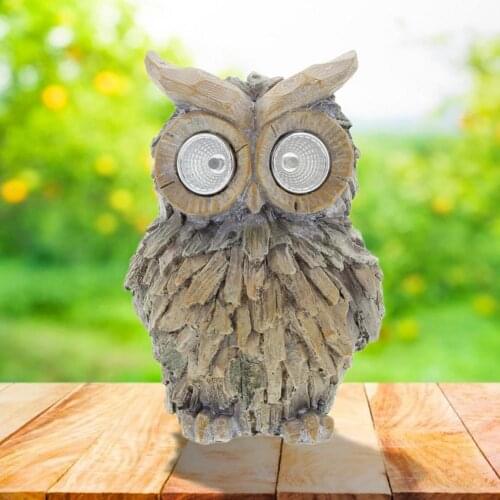 European Style Garden Owl Ornaments Garden Solar Night Light Resin Animal Crafts Statue Led Light Solar Powered Light Decor