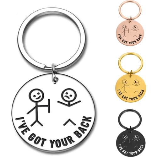 Funny Best Friend Keychain Gifts for Friends BFF Besties Companion I Got Your Back Stick Figures for Daughter Son Women Men