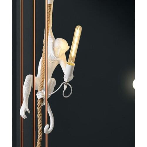Modern Monkey Lamp Pendant Lights LOFT Rope Art Nordic Replicas Resin Hanging Pendant Lamp Luminaire Indoor Decoration Lighting