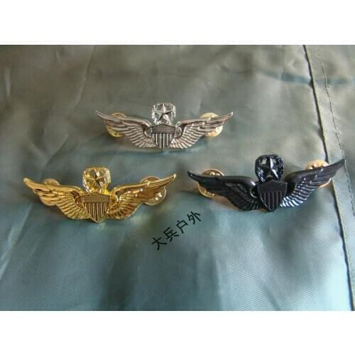 Three US Army Command Pilot Wings Metal Badge Pin Brooch Military armyshop2008