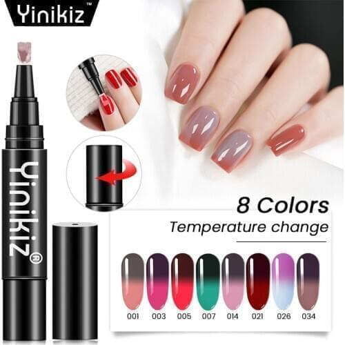 Yinikiz Hot Thermal Temperature Change Color Pen Nail Gel Polish Soak Off UV Chameleon Gel Polish Led Nail Polish Gel Lacquer