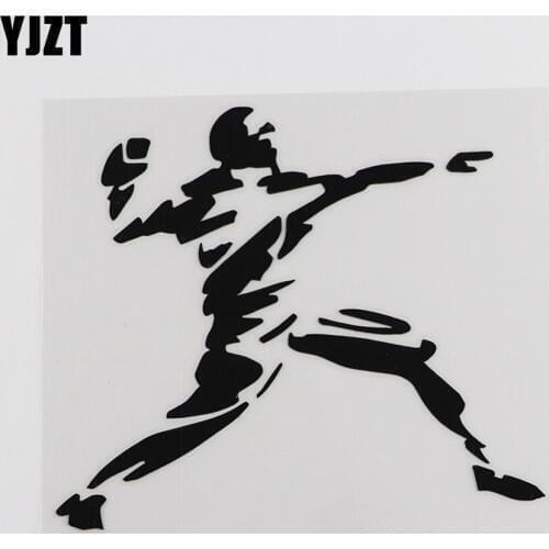 YJZT 12.4CMX10.7CM American Football Throw Ball Player Decal Vinyl Car Sticker Black/Silver 8A-0321
