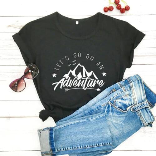Funny T Shirt Mountain Adventure Shirt Hiking Shirts Lets Go On An Adventure Graphic Shirt New Arrival Summer