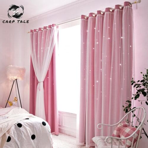 Curtain + window screen Modern Hollow Star Faux Linen Blackout Curtains for Living Room Bedroom Curtains Window Curtains for the