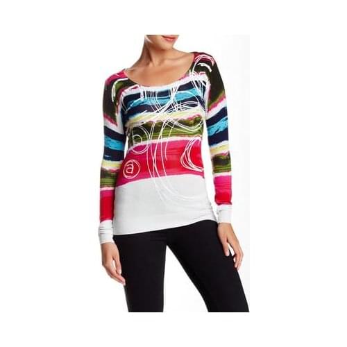 Spanish womens retro fashion printed T-shirt long sleeve