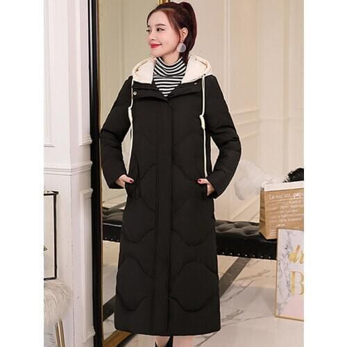 Cotton Womens Coat Long Section 2018 New Slim Slimming Fashion Womens Hooded Down Cotton Padded Female Jacket Long Sleeve