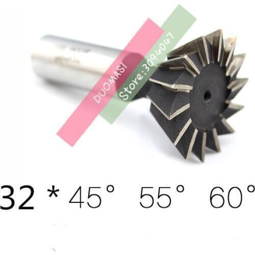 1PCS 32mm*45/32mm*55/32mm*60 degrees high speed steel straight shank dovetail milling cutter, HSS straight shank milling cutter