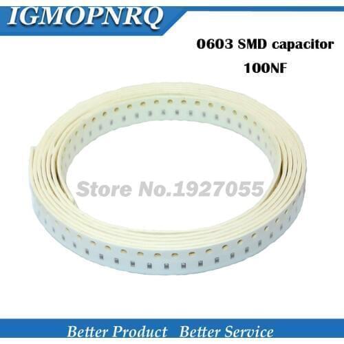 100pcs 0603 100NF 50V 0603 104 SMD Ceramic Capacitor Thick Film Chip Multilayer new