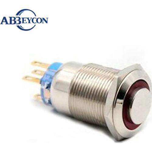 19305F 19mm high flush head resettable anti-vandal switch IP67 waterproof illuminated push button switch