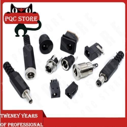 2pcs/lot DC DC power socket plug 005/022 male and female connector 5.5-2.1/2.5/1.1mm round hole connector