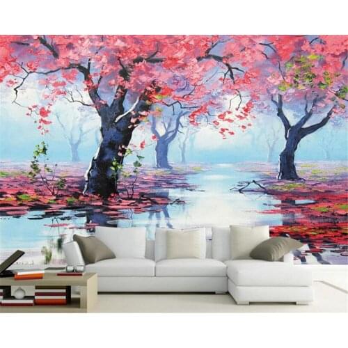 Beibehang 3D Large personality fantasy decorative wallpaper landscape woods beautiful oil painting TV backdrop wall 3d wallpaper