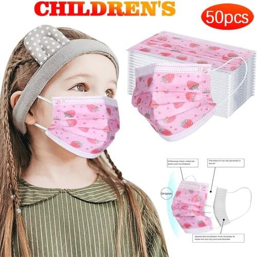 50pc Kid Child Cartoon Face Masks Disposable 3ply Protec Filter Masks With Pattern Anti-dust Masque Mascsrillas Party Decoration
