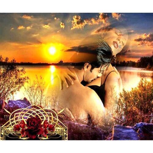 5D Diy Diamond Painting Cross Stitch Sunset Lovers Home Decor Full Rhinestones Mosaic Inlay Diamond Embroidery Handcraft