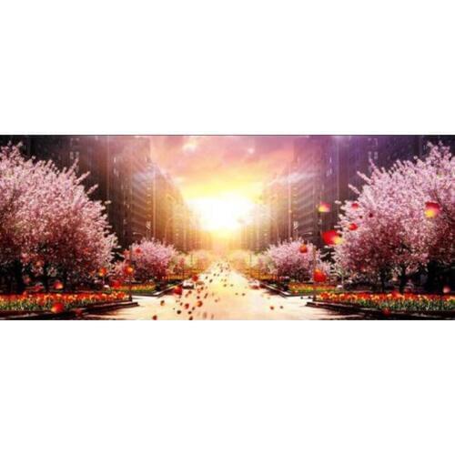 Diamond embroidery Cherry street Diy Diamond painting cross-stitch beadwork kits100*40cm full Square diamond mosaic Crafts