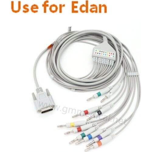 Free shipping 10-Lead EKG Cable Compatible with Edan,AHA,DB15M >Banana 4.0