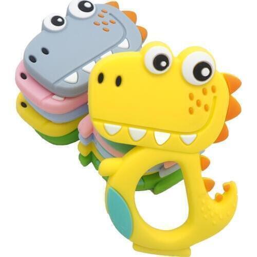 Chenkai 10PCS Silicone Dinosaur Teethers Baby Cute Cartoon Teething BPA Free For DIY Infant Dummy Sensory Pacifier Accessories