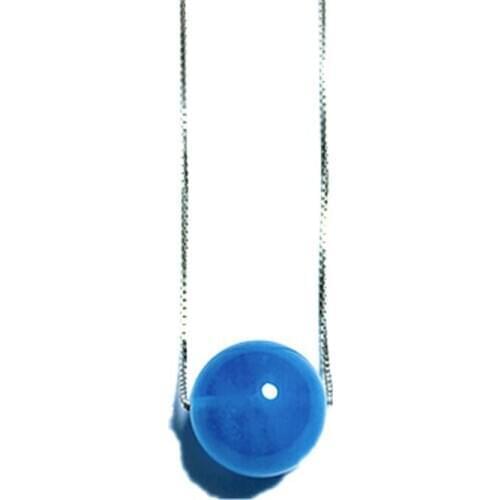 CSJ Round 12 mm High quality Natural Aquamarine Raw Gemstone Pendant Large circular beads clavicle chain girl birthday gift.box