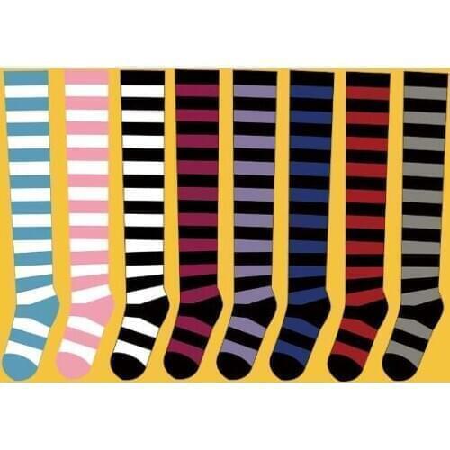 Anime Striped Stocking Girl Cartoon Cute Uniform Socks Women Studenr Cosplay Knee Sock
