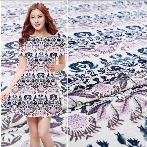 HLQON Western style imported top grade yarn dyed brocade jacquard cotton fabric for dress women cloths tissue patchwork