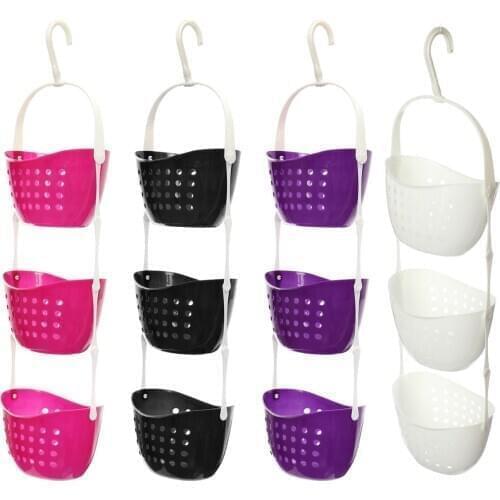 New kitchen fruit basket shower cubicle bath rack plastic hanging organized shower cubicle bathroom supplies 3 layers