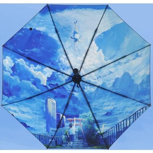 Creative Weathering with you Anime Cartoon Printed Sunshade Sun Rain Portable Folding Umbrella Boy Girl Gift 1 pcs