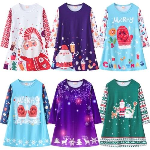 Cute Santa Baby Girls Dress Christmas Cosplay Costume Cartoon Casual Long Sleeve Little Princess Dress Birthday Gift Kid Clothes
