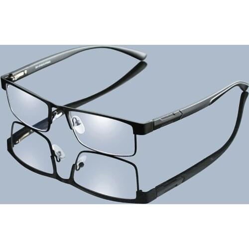 Anti Blue Light Blocking Semi Rimless Men Reading Glasses Square Presbyopic Glasses Diopters +1.0 +1.5 +2.0 +2.5 +3.0 +3.5 +4.0