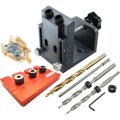 9.5mm Pocket Hole Drill Guide Dowel Jig Set Woodworking Joinery Master Kit for Carpentry Drilling Pocket Hole Tools