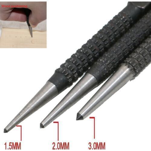 3Pcs Non-Slip Center Pin Punch Set 3/32" High-carbon Steel Center Punch for Alloy Steel Metal Wood Drilling Tool