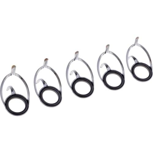 5pcs Ceramic Ring Eyes Fishing Rod Guides Tangle Free Stainless Steel Frame Replacement Tackles for DIY/Repairing fishing rod