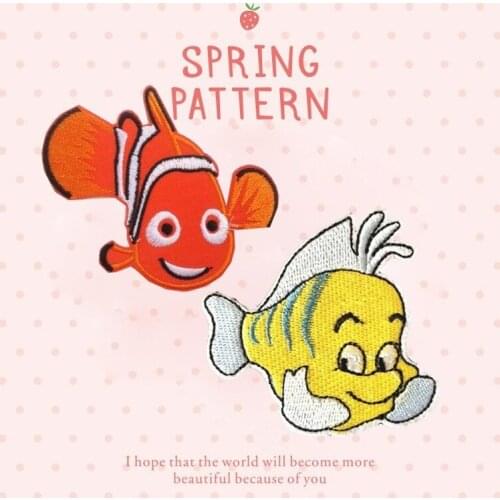 50pcs/Lot Embroidery Patches Letters Clothing Decoration Accessories Tropical Fish Diy Iron Heat Transfer Applique Clothes