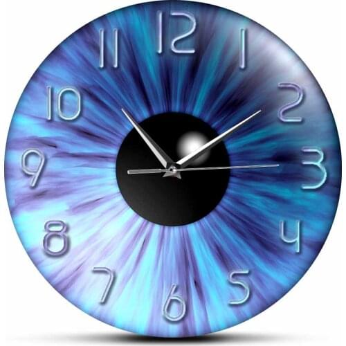 Blue Evil Eye Iris Pupil Printed Wall Clock For Eye Clinic Optician Artwork Decor Silent Wall Watch Eye Doctor Optometrist Gift