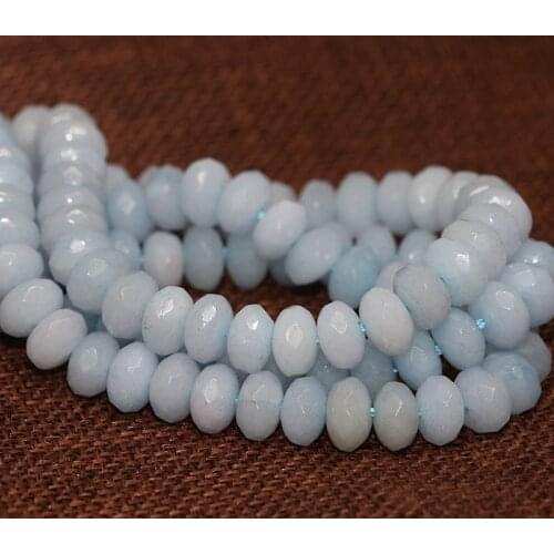 Sky blue natural stone jades stone 5*8mm faceted abacus rondelle chalcedony loose beads jewelry making 15inch B325