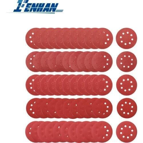 100pcs Sanding Discs Set 5 Inch 125mm Round Shape Sandpaper For Dremel Tools 8 Hole Discs Sand Sheets Grit 80-240 Abrasive Paper
