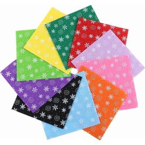 Nanchuang 1mm Thickness Snowflake Printed Non Woven Felt Fabric For DIY Handmade Sewing Doll&Crafts Material 10Pcs/Pack 15x15cm