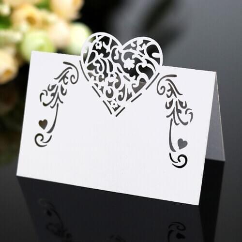 2019 New 50pcs Laser Cut Heart Shape Place Cards Wedding Name Cards For Wedding Party Table Decoration Wedding Decoration