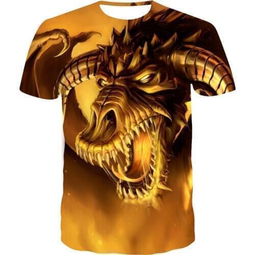 New Arrivals popular new Chinese pattern 3D printing personalized dragon T-shirt casual and versatile mens round neck T-shirt
