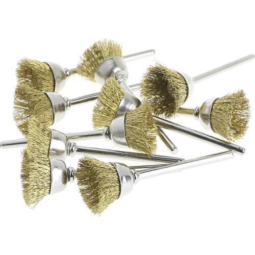 New 10Pcs 18mm Brass Wire Wheel Brushes For Grinder Rotary Tool Accessories Set